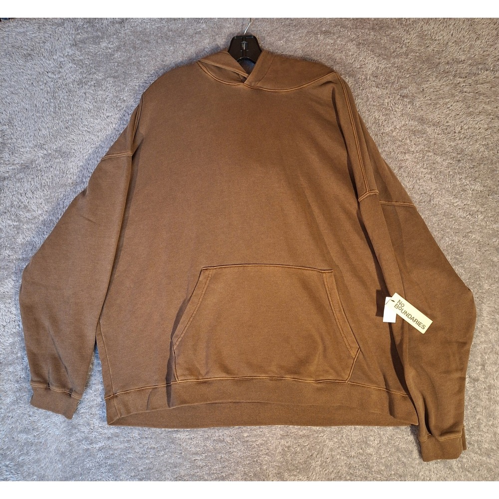 No Boundaries NoBo Oversized Hoodie Mocha Brown Fleece Lined 2XL Max Mole NWT